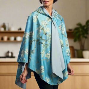 RainCaper Rain Cape in Van Gogh Almond Blossom Reverses to Beige OS NWT